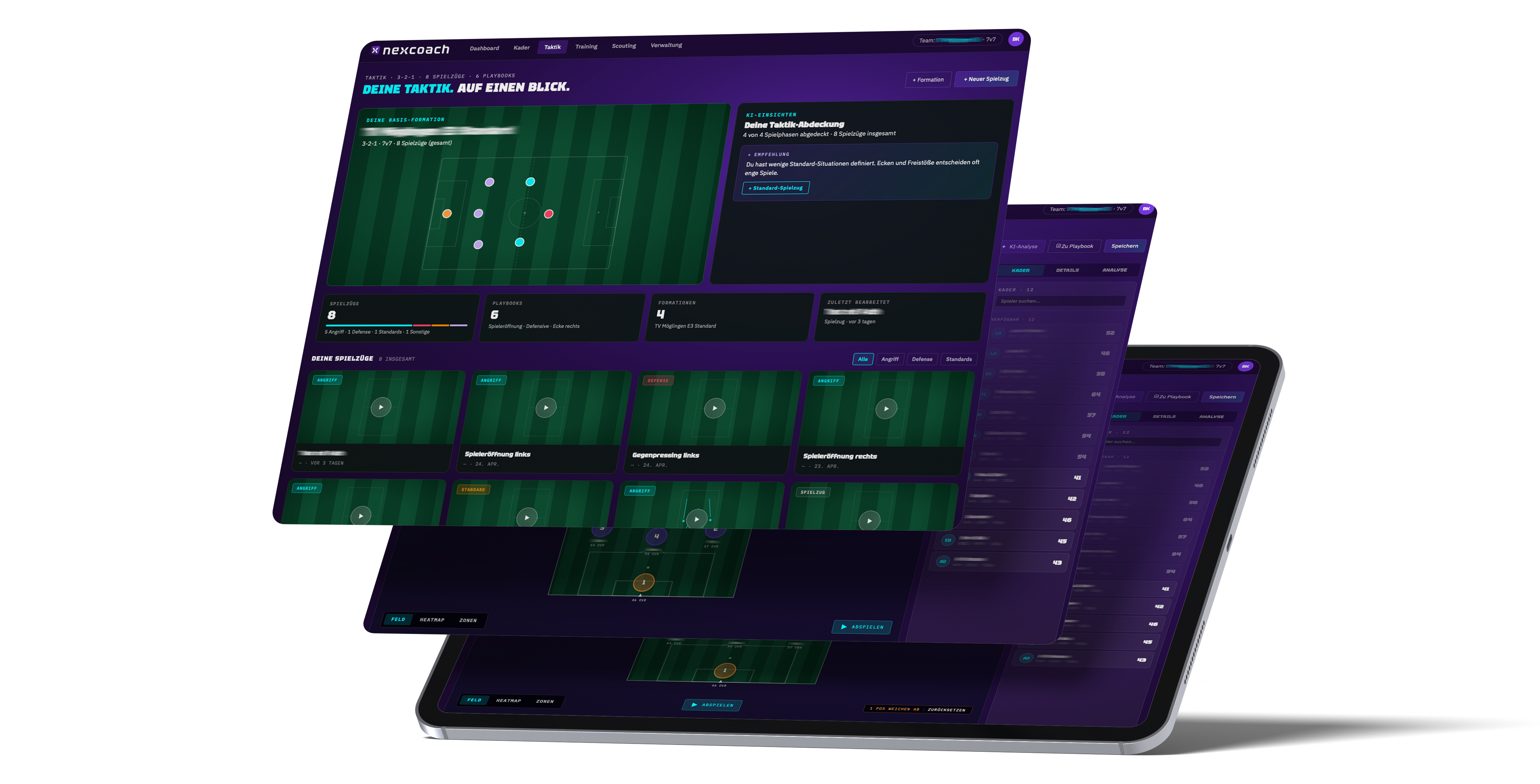 Tactic Board mit Spielzug, Playbook und KI-Analyse